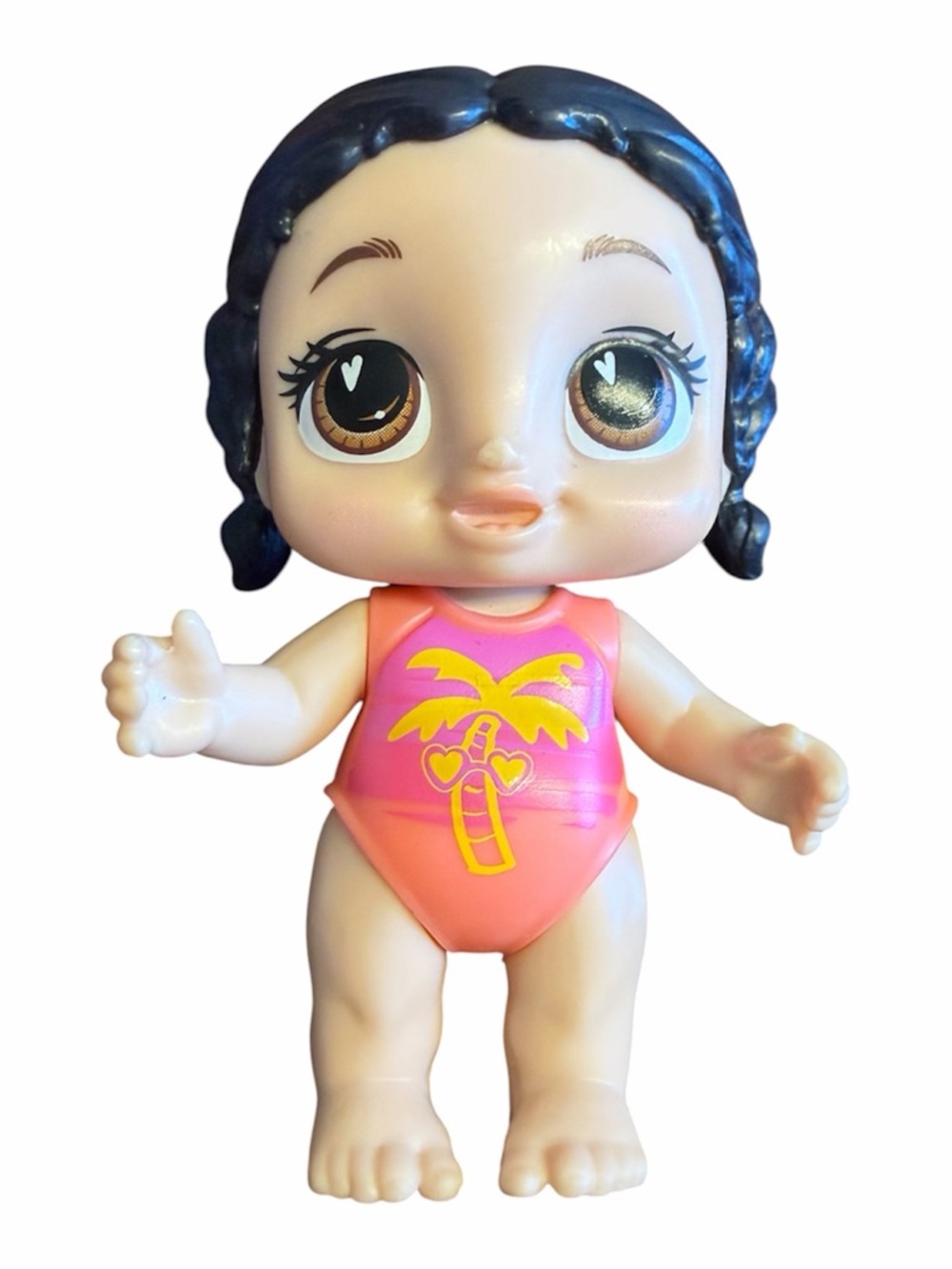 Hasbro Baby Alive Figure Doll Pink Swimsuit Pig Tales 3 Inch Rare